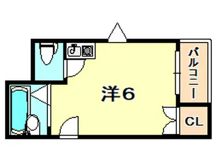 篠原シャレー(ワンルーム/3階)の間取り写真