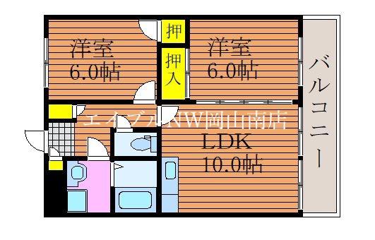 パレスプロムナード(2LDK/2階)の間取り写真