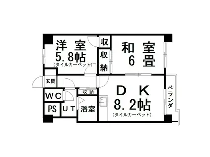 仲浜ハイツ(2DK/3階)の間取り写真