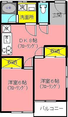 SWANS亀岩(2DK/2階)の間取り写真