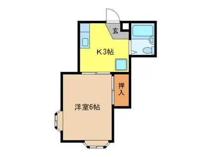ホームシティ若里(1K/1階)の間取り写真