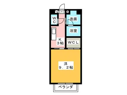 S・K松阪(1K/1階)の間取り写真