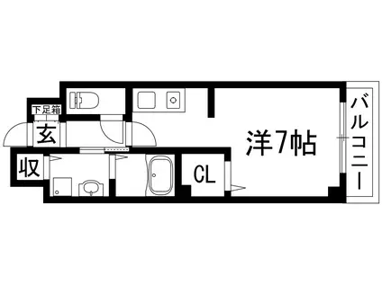 ローレル黒田(ワンルーム/2階)の間取り写真