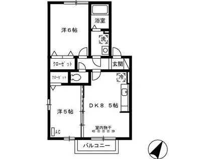 サニーハウス武雄(2DK/2階)の間取り写真