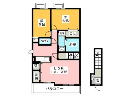 コンフォート・ソレイユIII(2LDK/2階)の間取り写真