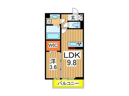 ヴァン・ヴェールおおたかの森 Ⅱ(1LDK/1階)の間取り写真