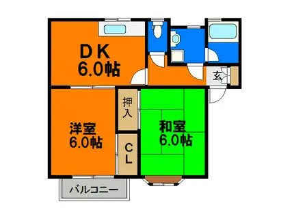 ピソ桜木(2DK/2階)の間取り写真