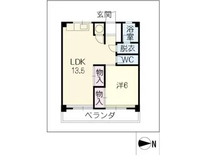シャトー高蔵(1LDK/4階)の間取り写真