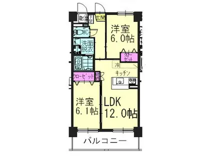 福富リングマンション(2LDK/7階)の間取り写真