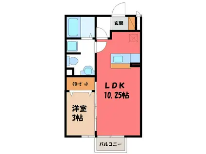 けやきIII(1LDK/1階)の間取り写真