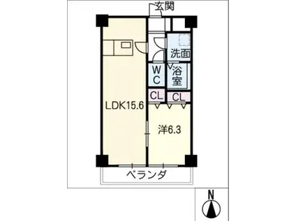 ハピネス鶴田町マンション(1LDK/3階)の間取り写真