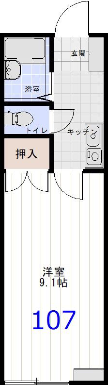 グレースメモリー秋田3A(1K/1階)の間取り写真
