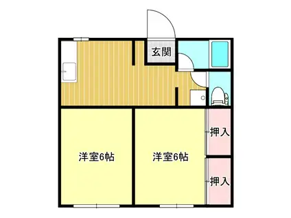 ゲイブル大山(2DK/1階)の間取り写真