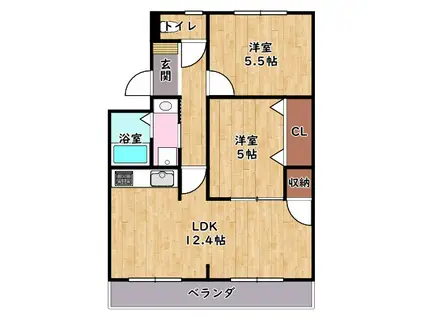 シャルム(2LDK/1階)の間取り写真