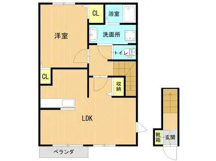 Pル・パレ(1LDK/2階)の間取り写真