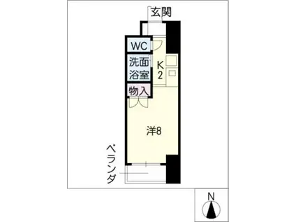 ドエル植田西(1K/4階)の間取り写真