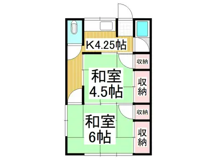 スカイハイツ(2K/1階)の間取り写真