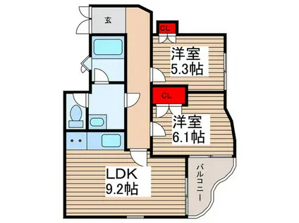 ROCK HILL(2LDK/1階)の間取り写真