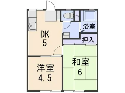 コーポなわて(2DK/2階)の間取り写真