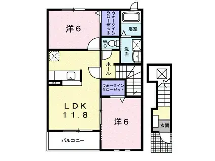 エアリー・ハウスI(2LDK/2階)の間取り写真