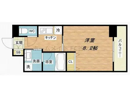 アジリア天満橋(1K/10階)の間取り写真