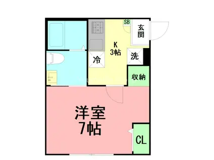 ミネット桜ヶ丘(1K/2階)の間取り写真