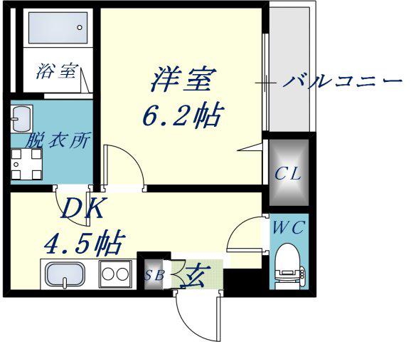 ノイヴェル布施(1DK/3階)の間取り写真