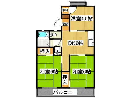 サンハイツII(3DK/1階)の間取り写真