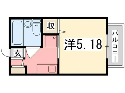 インタービレッジ八代(1K/1階)の間取り写真