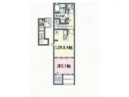 ヒカルサ豊橋東田町I(1LDK/2階)の間取り写真