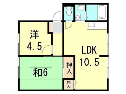 カサベルデ中澤B棟(2LDK/2階)の間取り写真
