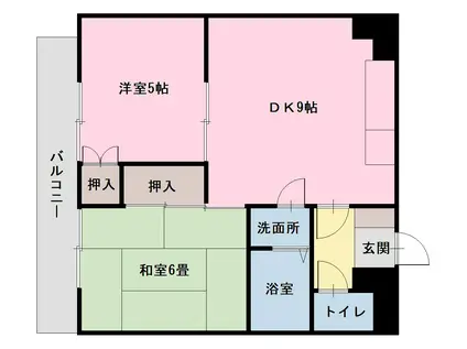 ロイヤルマンション南鴨宮(2DK/4階)の間取り写真