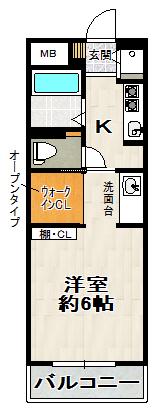 アンソレイエ売布(1K/1階)の間取り写真