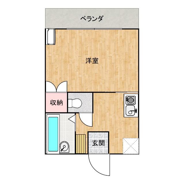 ウィンディア小原(1K/1階)の間取り写真
