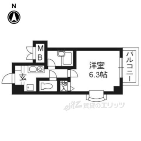 ベラジオ四条堀川(1K/8階)の間取り写真