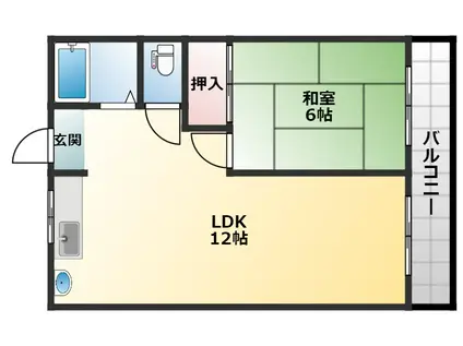 パル恵我之荘(1LDK/4階)の間取り写真