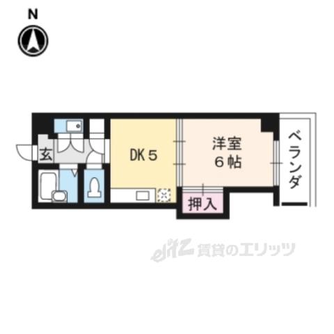 シェルブリュー四条大宮(1DK/6階)の間取り写真