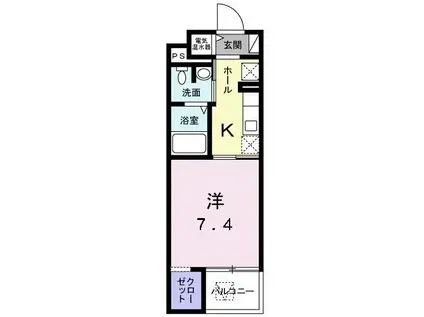 シュミネ キャトル(1K/4階)の間取り写真