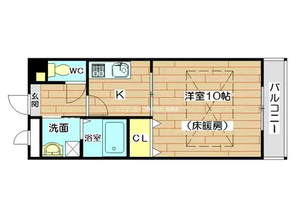 アンプルールフェールヒカリ櫻代(1K/3階)の間取り写真