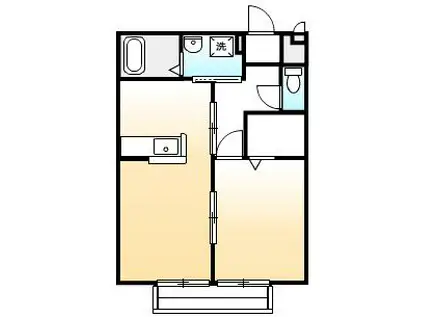 コンフォート春日 ペット(1LDK/2階)の間取り写真