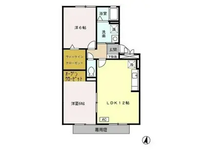 ロイヤルステージタウン鳥栖B(2LDK/1階)の間取り写真