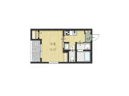 REVE宇品西(1K/1階)の間取り写真