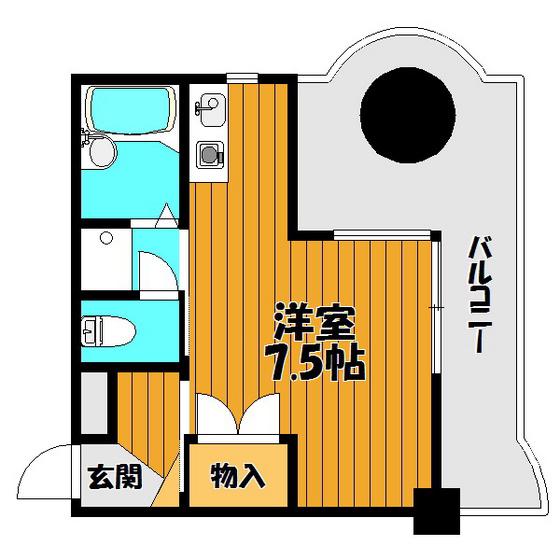 ロイヤルプラザ郡山(1K/2階)の間取り写真
