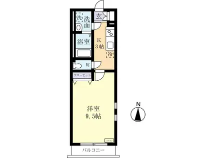 ルイ・キャーンズ(1K/3階)の間取り写真