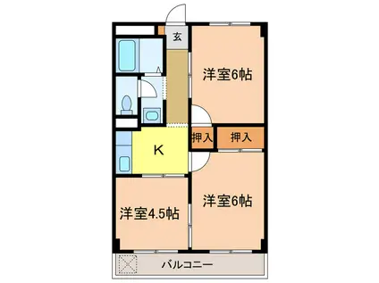 椋本マンション(3DK/2階)の間取り写真