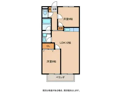 グリーンヒルズ大前(2LDK/2階)の間取り写真