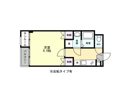 JOY婦中(1K/2階)の間取り写真