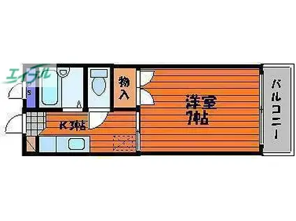 フローレンス当新田II(1K/3階)の間取り写真