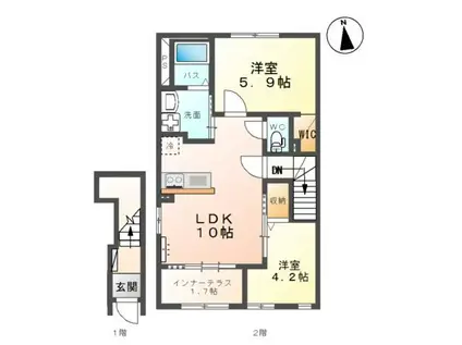 リバレイン南川(2LDK/2階)の間取り写真