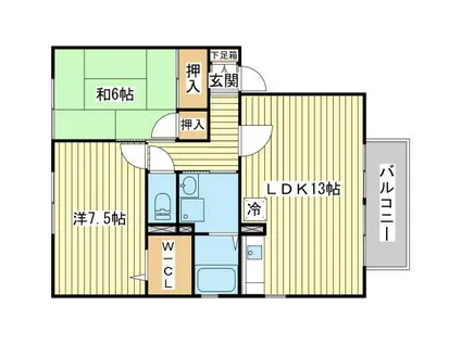 ヴィラウィッシュ A棟(2LDK/2階)の間取り写真